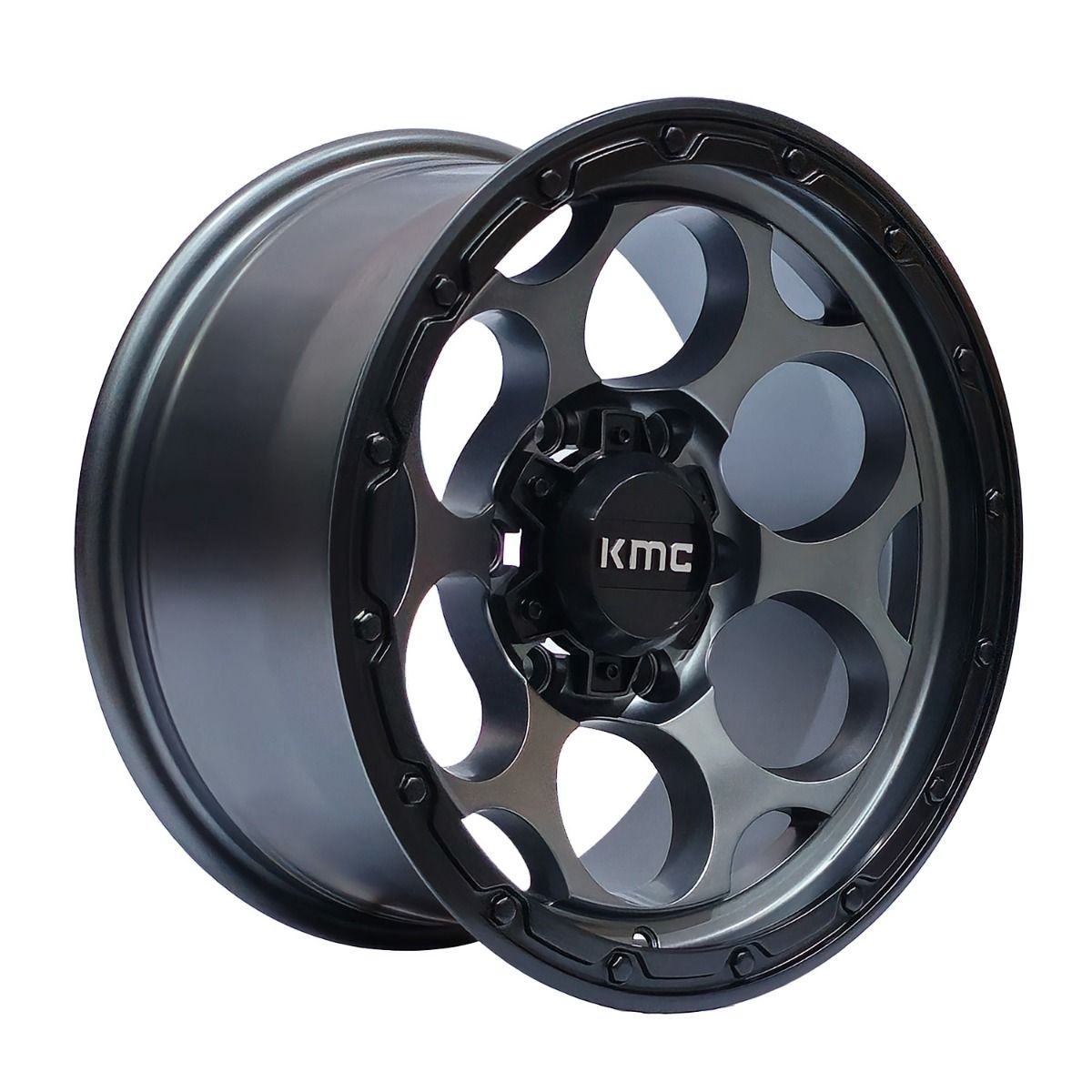 Llanta Pacific Wheels DIRTYH 17x9 ET0 6x139 — Gunmetal mate / borde negro mate
