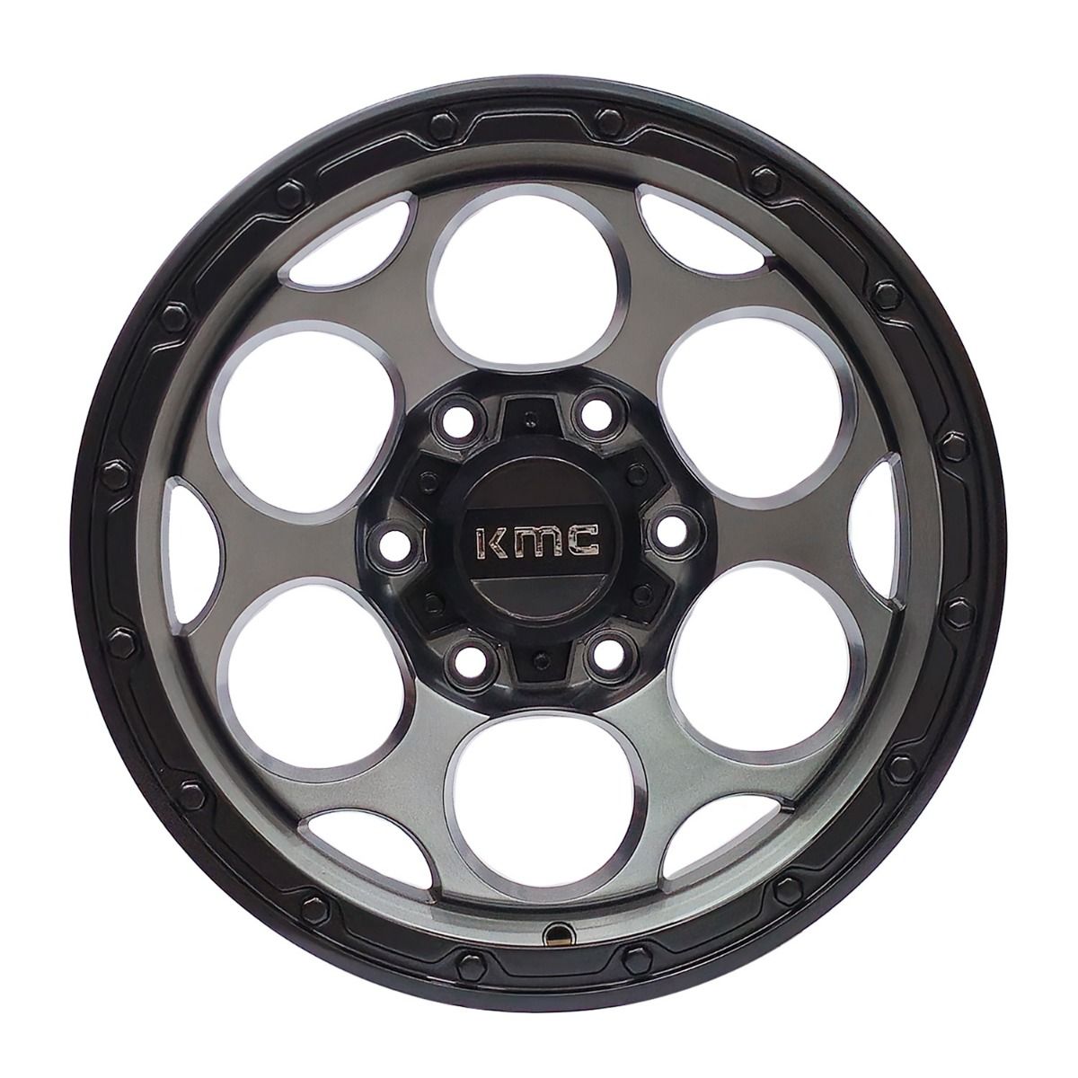 Llanta Pacific Wheels DIRTYH 17x9 ET0 6x139 — Gunmetal mate / borde negro mate