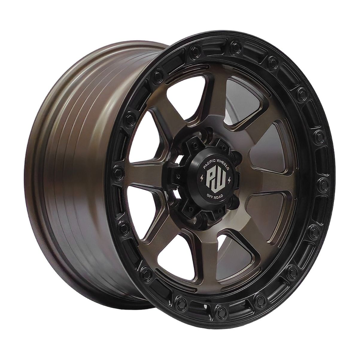 Llanta Pacific Wheels FARKAS 17x8.5 ET20 6x139 — Bronce mate / borde negro mate