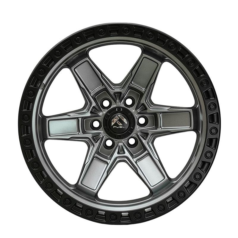 Llanta Pacific Wheels KICKER6 17x9 ET-12 6x139 — Gunmetal mate / borde negro mate