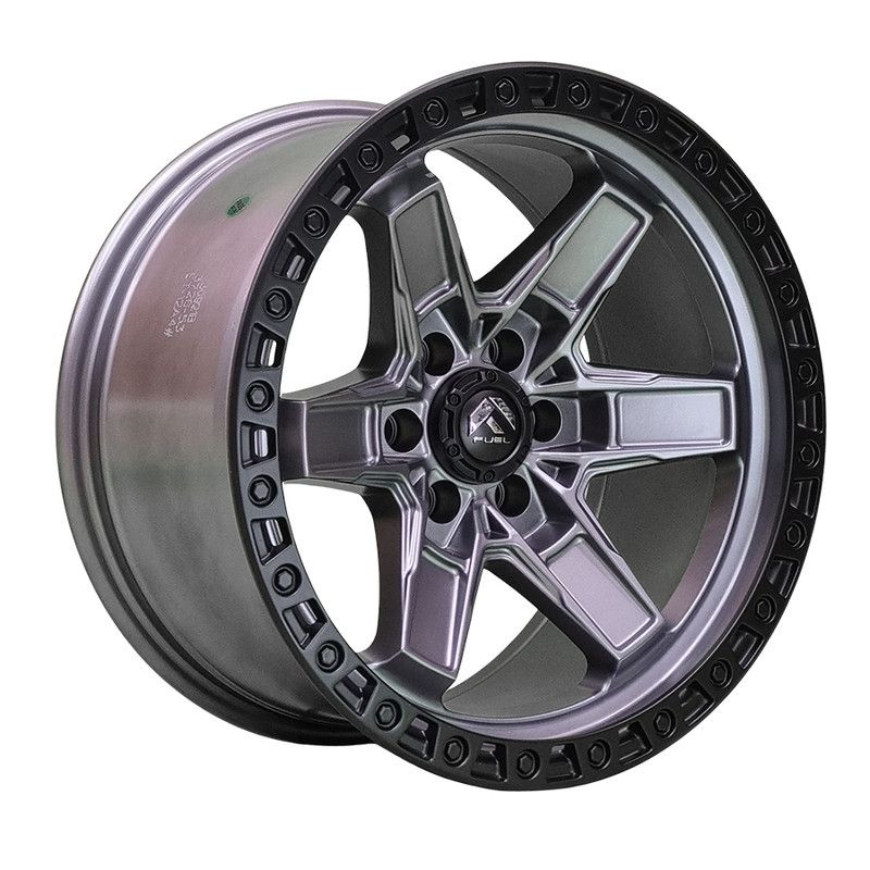 Llanta Pacific Wheels KICKER6 17x9 ET-12 6x139 — Gunmetal mate / borde negro mate