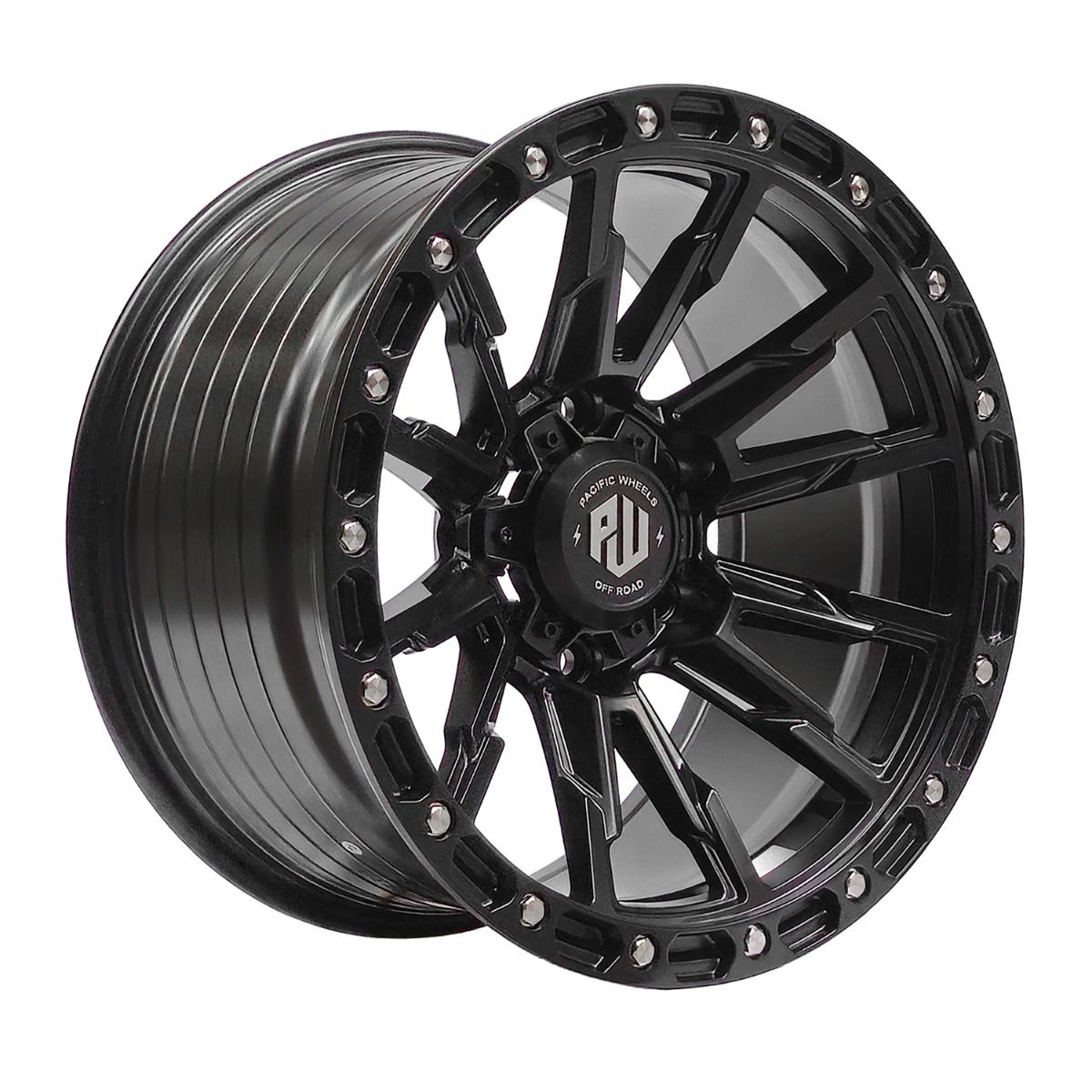 Llanta Pacific Wheels TRIGGER 17x9 ET0 6x139 — Matt Black Milling Rivet