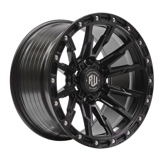 Llanta Pacific Wheels TRIGGER 17x9 ET0 6x139 — Matt Black Milling Rivet