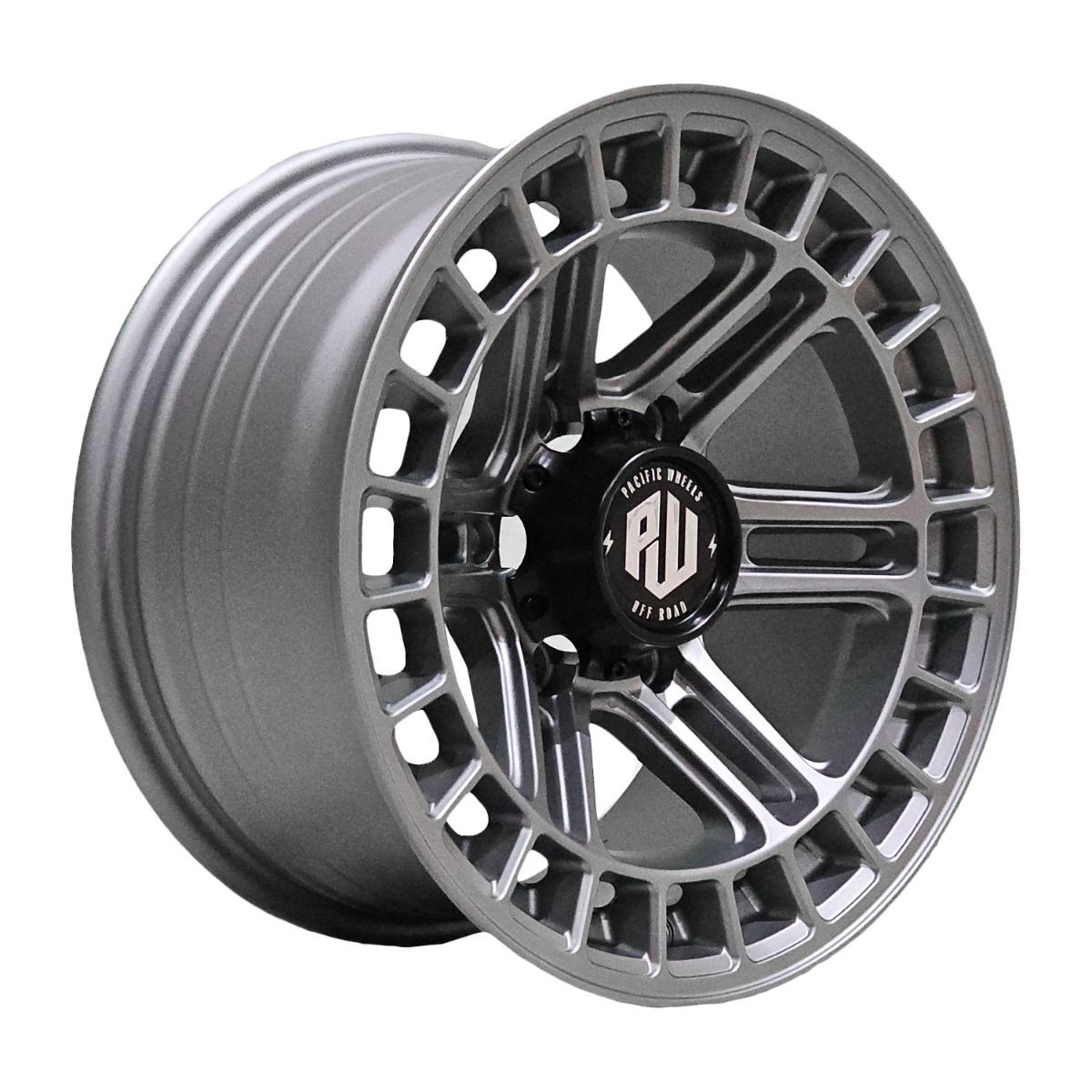 Llanta Pacific Wheels WARRIOR 17x9 ET0 6x139 — Gris gunmetal mate