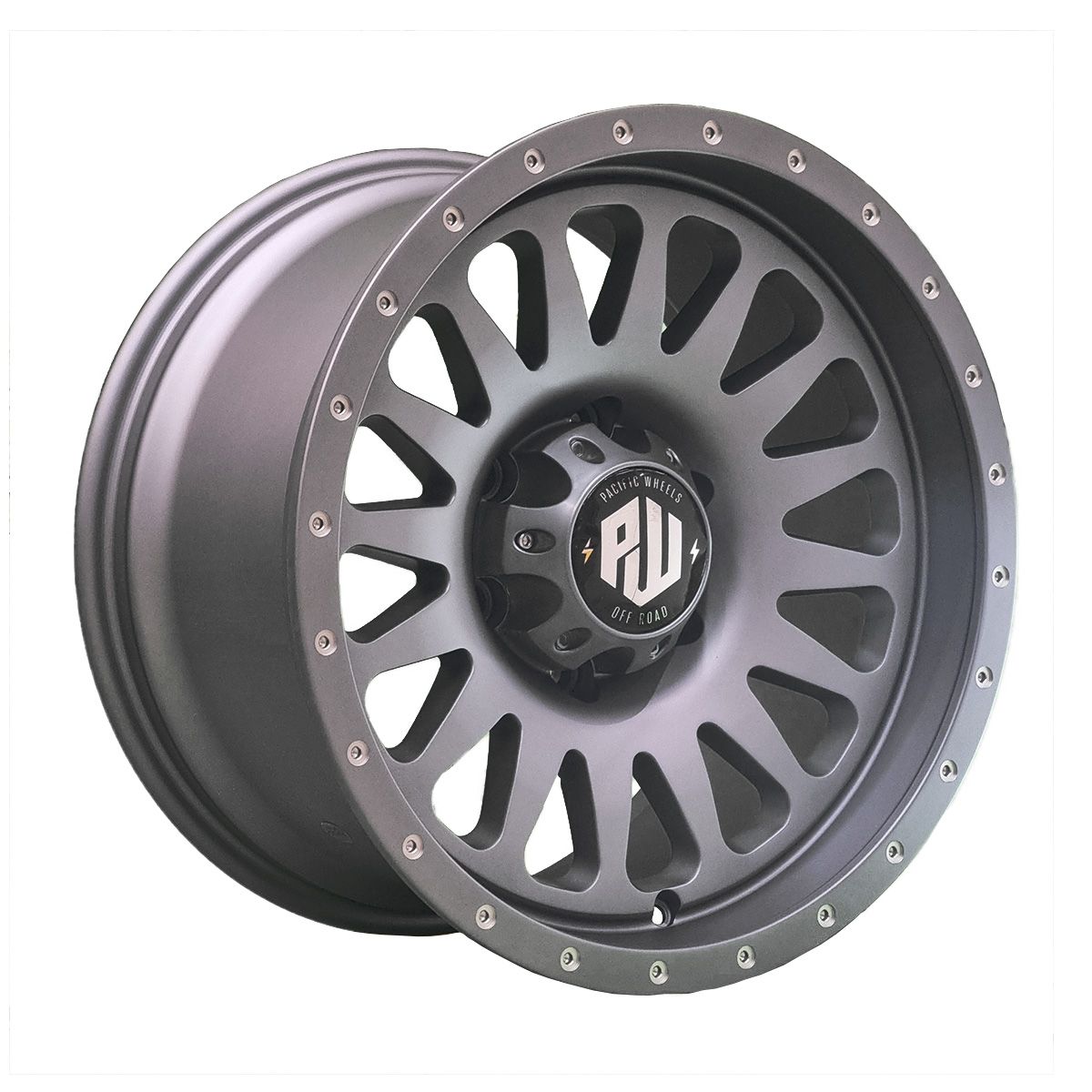 Llanta Pacific Wheels XYLON 17x9 ET0 6x139 — Matt Gunmetal Milling Rivet